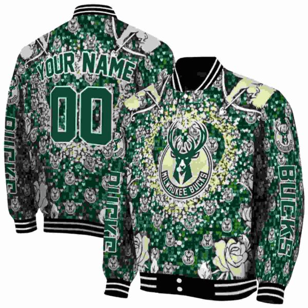 custom milwaukee bucks heart explosion green jacket fashion forward