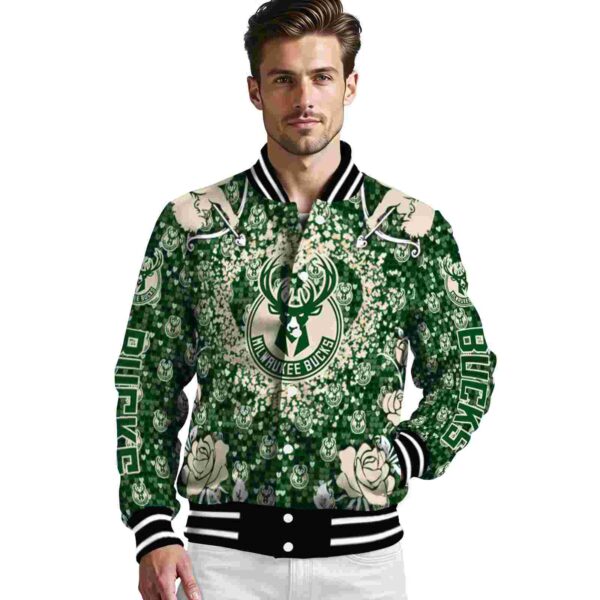 custom milwaukee bucks heart explosion green jacket high quality
