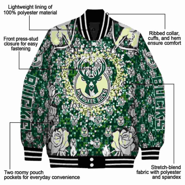 custom milwaukee bucks heart explosion green jacket new arrival