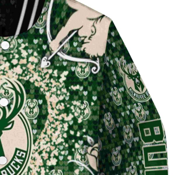 custom milwaukee bucks heart explosion green jacket premium grade