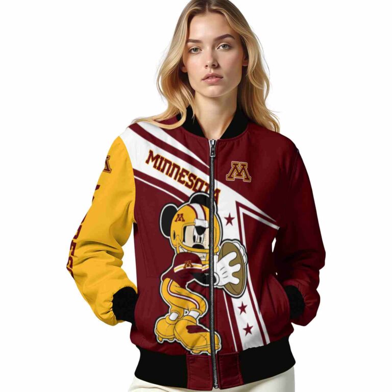 custom minnesota golden gophers mickey football maroon white jacket latest model