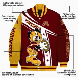 custom minnesota golden gophers mickey football maroon white jacket new arrival