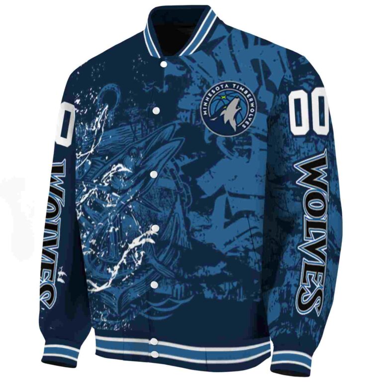 custom minnesota timberwolves fishing art midnight blue jacket best selling