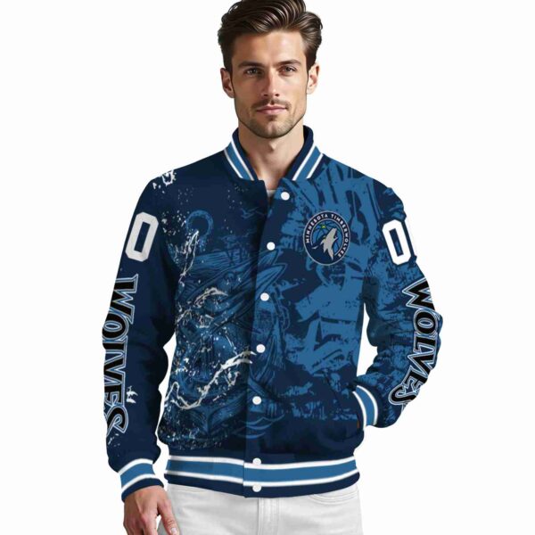 custom minnesota timberwolves fishing art midnight blue jacket high quality