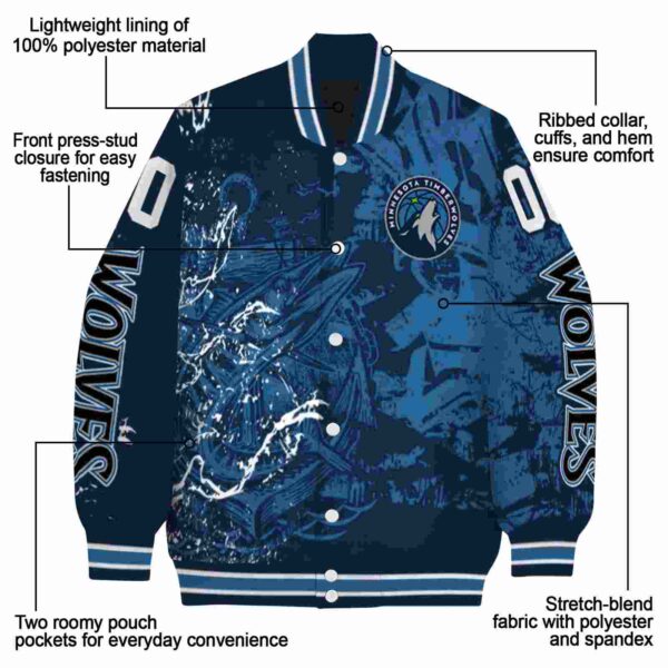 custom minnesota timberwolves fishing art midnight blue jacket new arrival