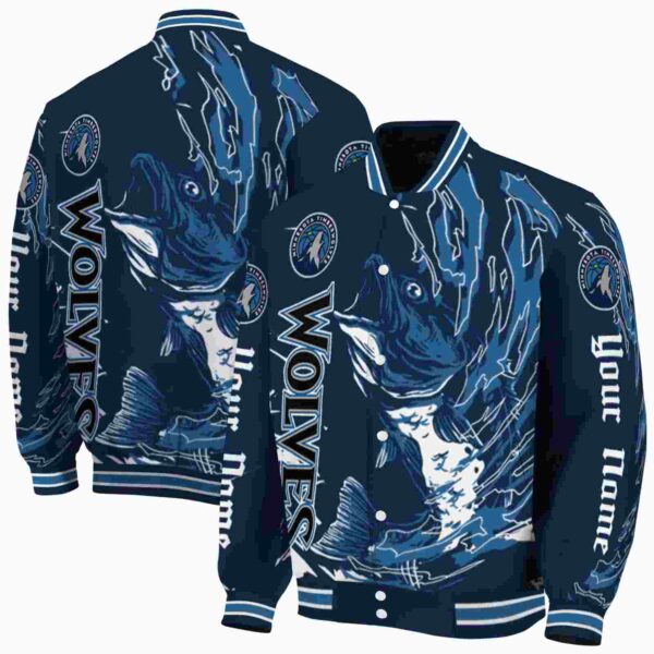 custom minnesota timberwolves fishing passion midnight blue white jacket fashion forward