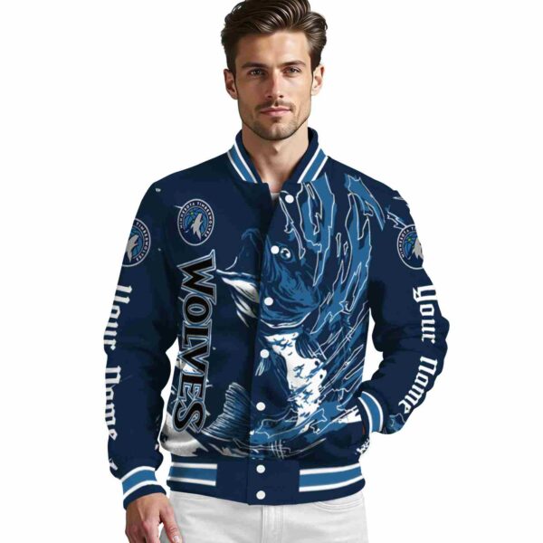 custom minnesota timberwolves fishing passion midnight blue white jacket high quality