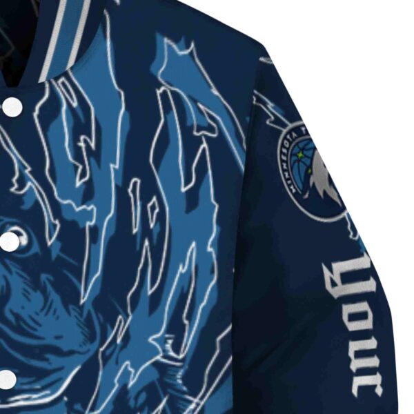 custom minnesota timberwolves fishing passion midnight blue white jacket premium grade