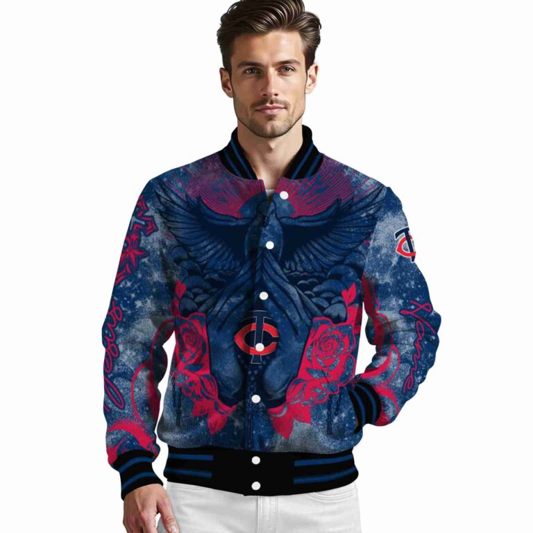 custom minnesota twins praying hands navy jacket high quality