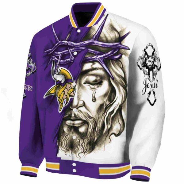 custom minnesota vikings jesus tears purple white jacket best selling