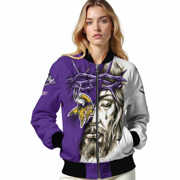 custom minnesota vikings jesus tears purple white jacket latest model