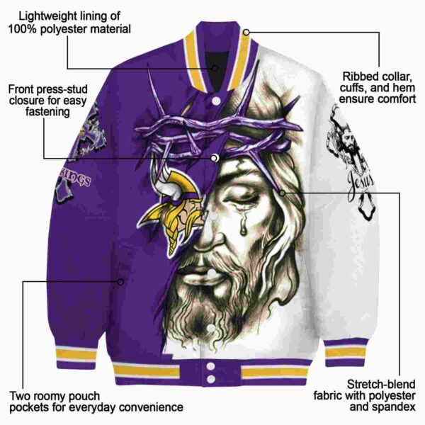 custom minnesota vikings jesus tears purple white jacket new arrival