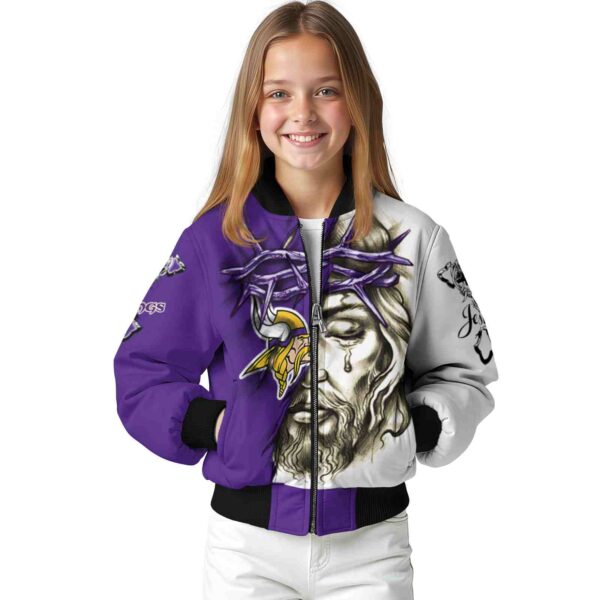 custom minnesota vikings jesus tears purple white jacket top rated