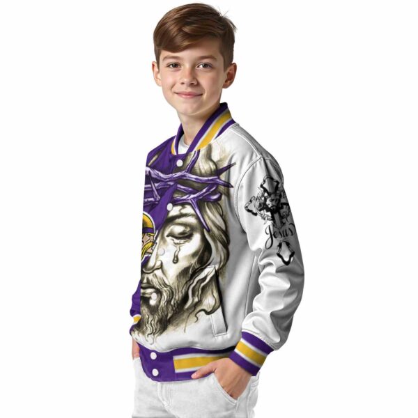 custom minnesota vikings jesus tears purple white jacket trendy