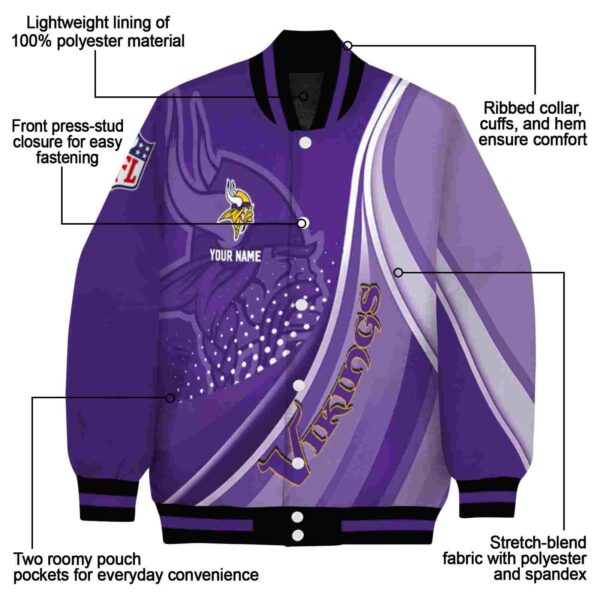 custom minnesota vikings wave patterns purple jacket new arrival