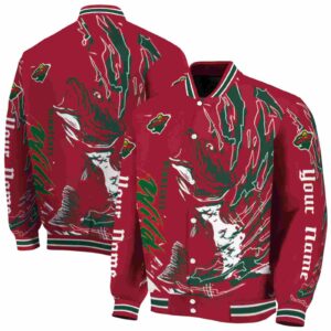 custom minnesota wild fishing passion red white jacket fashion forward