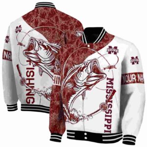 custom mississippi state bulldogs fishing rod white jacket fashion forward