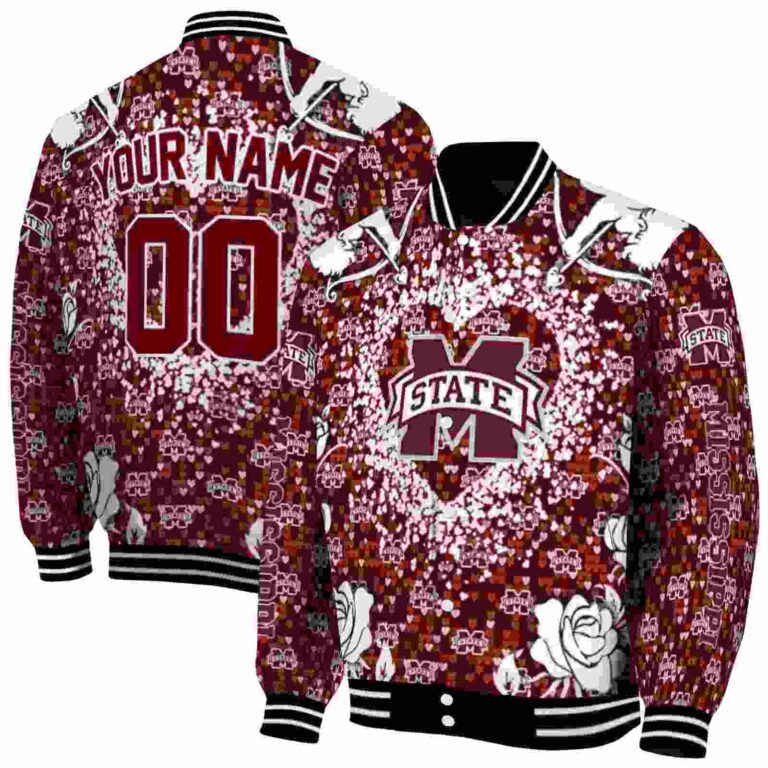 custom mississippi state bulldogs heart explosion maroon jacket fashion forward