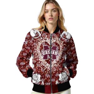 custom mississippi state bulldogs heart explosion maroon jacket latest model