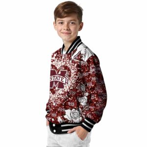 custom mississippi state bulldogs heart explosion maroon jacket trendy