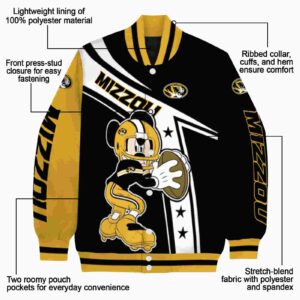 custom missouri tigers mickey football black white jacket new arrival