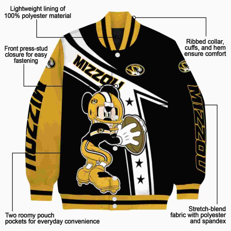 custom missouri tigers mickey football black white jacket new arrival