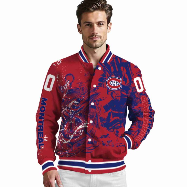custom montreal canadiens fishing art red jacket high quality