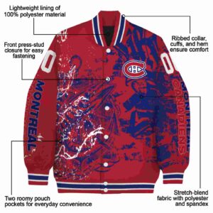 custom montreal canadiens fishing art red jacket new arrival