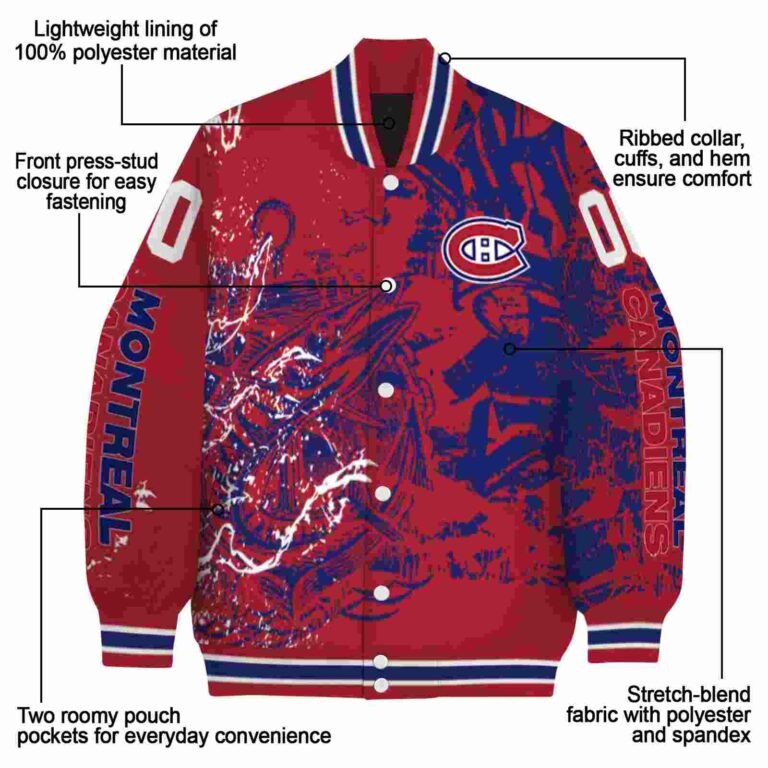 custom montreal canadiens fishing art red jacket new arrival