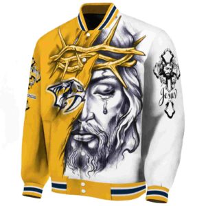 custom nashville predators jesus tears gold white jacket best selling