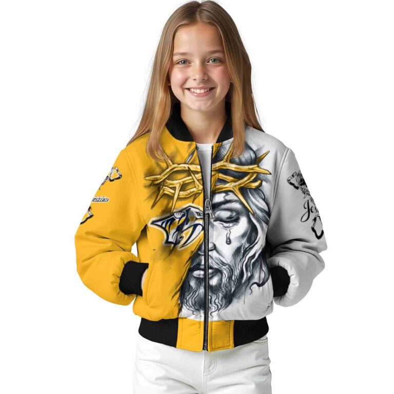 custom nashville predators jesus tears gold white jacket top rated
