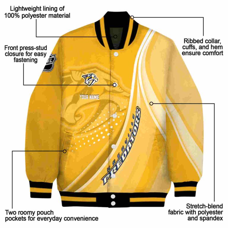 custom nashville predators wave patterns gold jacket new arrival