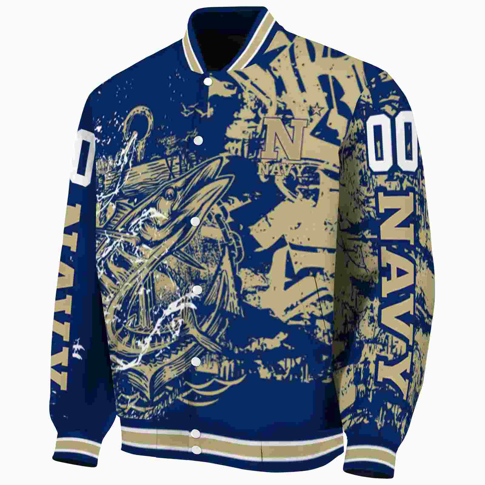 custom navy midshipmen fishing art blue jacket best selling custom navy midshipmen fishing art blue jacket best selling