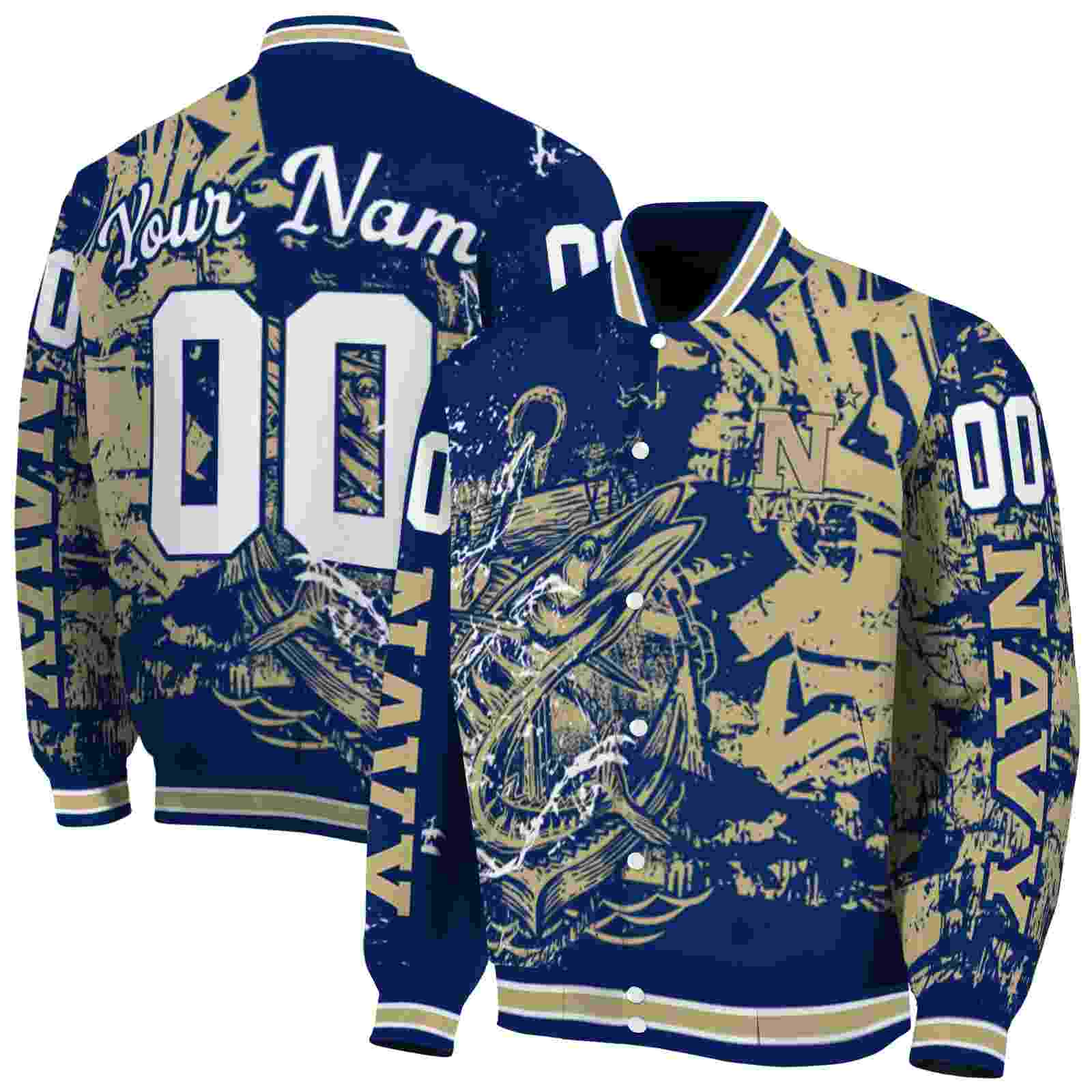 custom navy midshipmen fishing art blue jacket fashion forward custom navy midshipmen fishing art blue jacket fashion forward