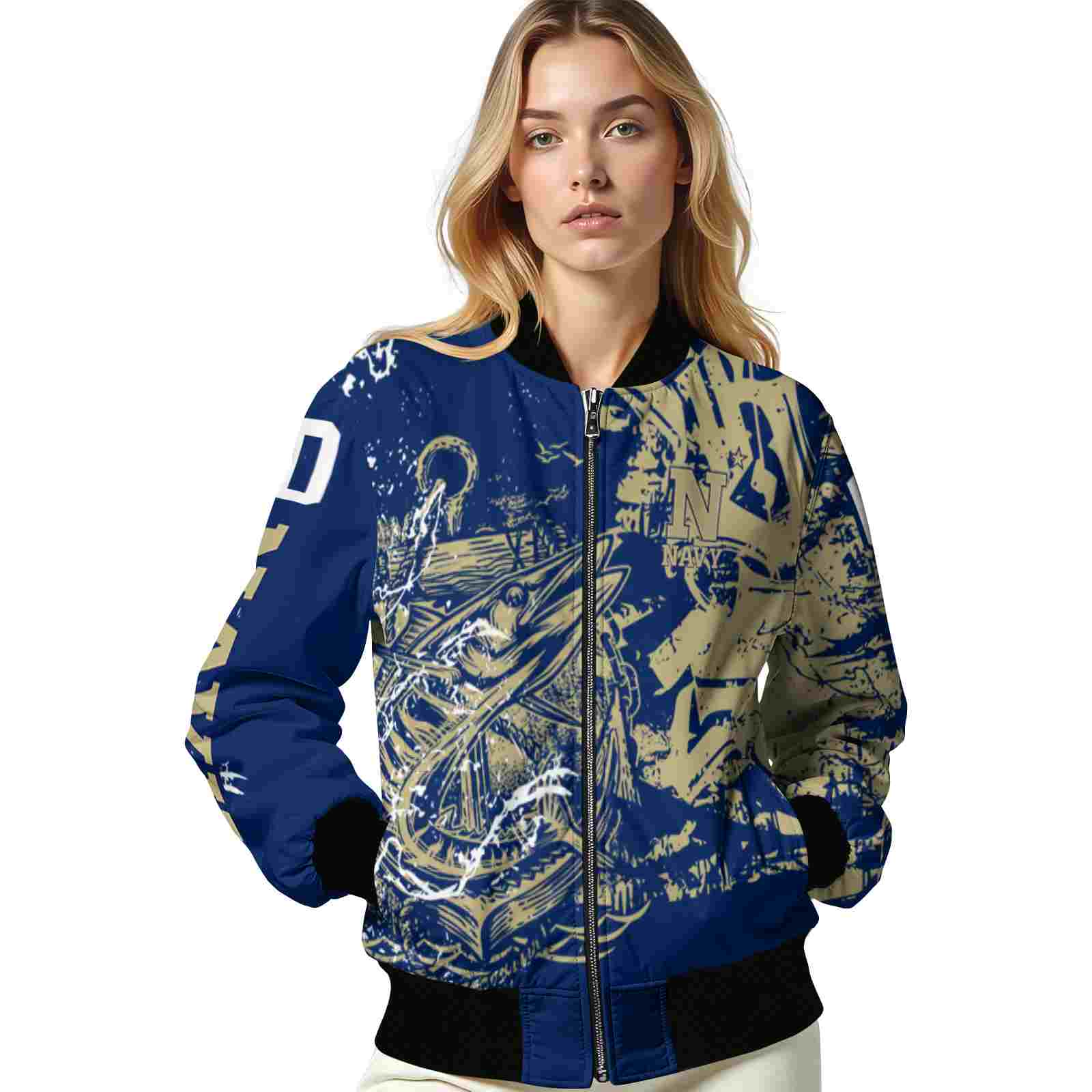custom navy midshipmen fishing art blue jacket latest model custom navy midshipmen fishing art blue jacket latest model