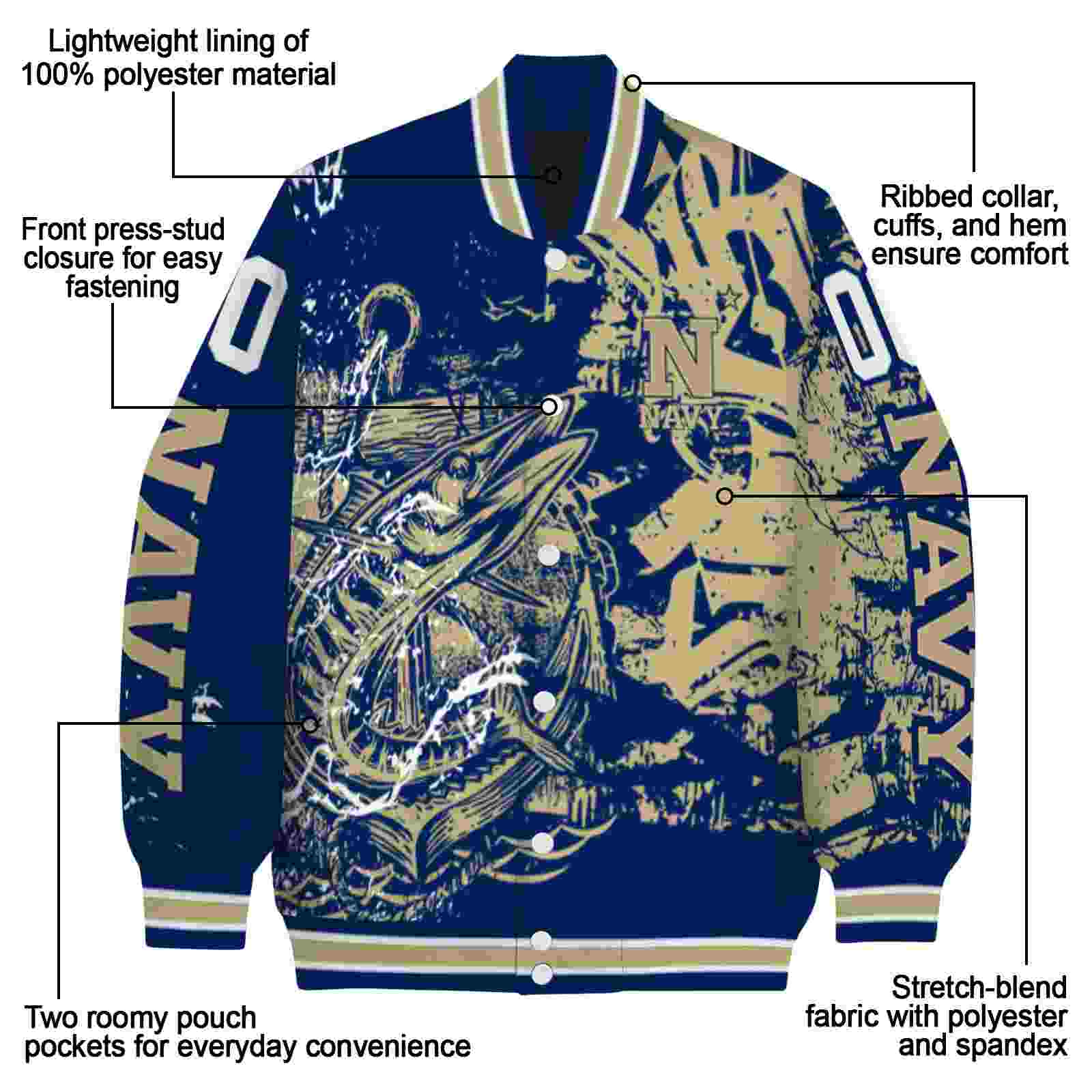 custom navy midshipmen fishing art blue jacket new arrival custom navy midshipmen fishing art blue jacket new arrival