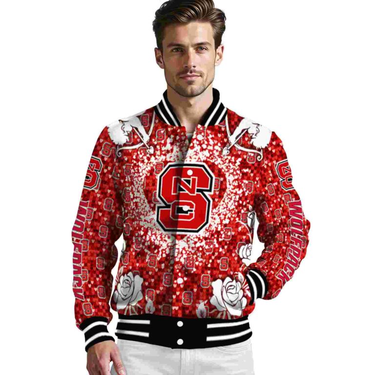 custom nc state wolfpack heart explosion red jacket high quality