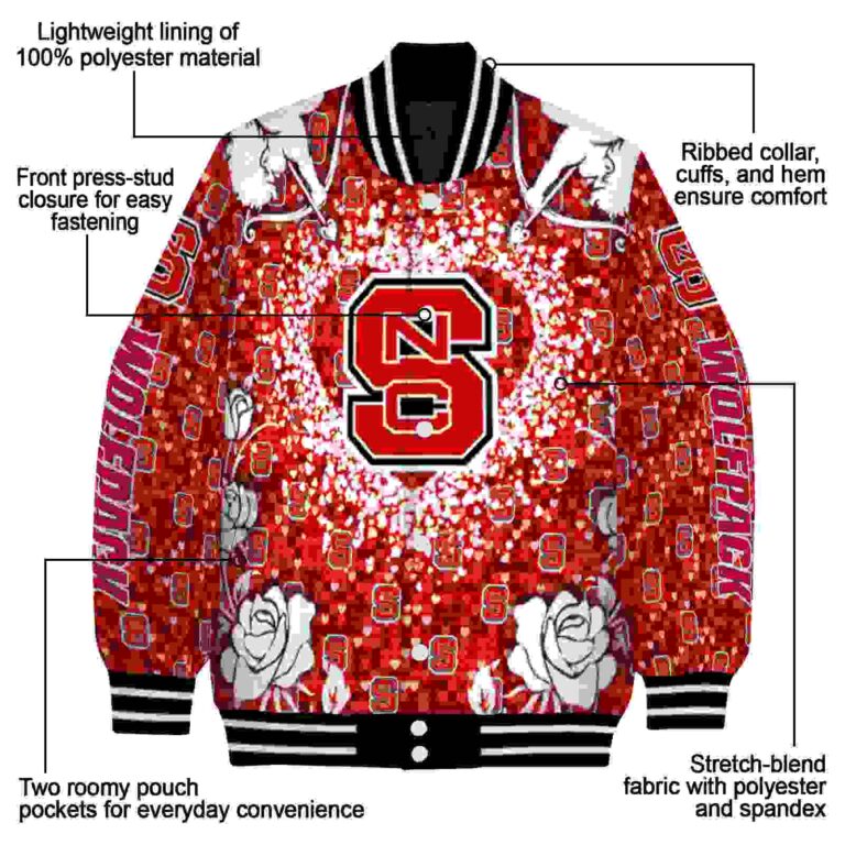 custom nc state wolfpack heart explosion red jacket new arrival