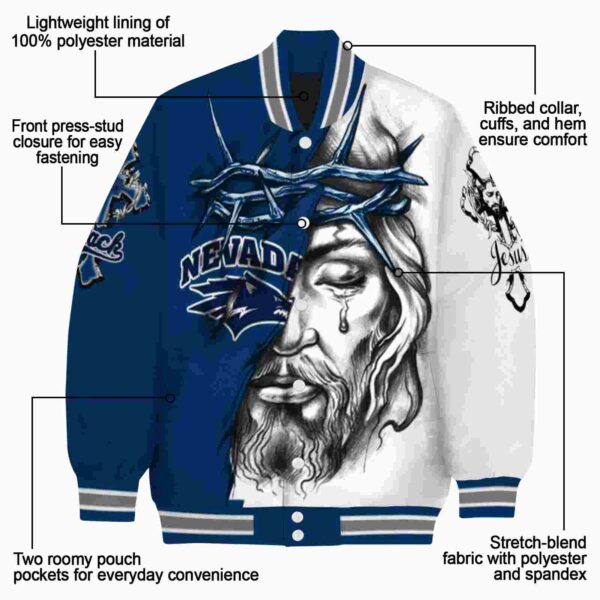 custom nevada wolf pack jesus tears blue white jacket new arrival