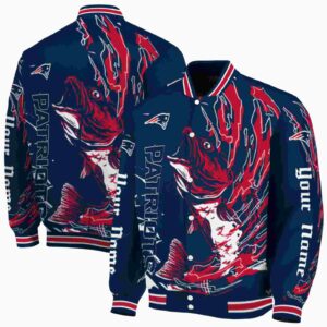 custom new england patriots fishing passion blue white jacket fashion forward