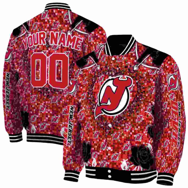 custom new jersey devils heart explosion red jacket fashion forward