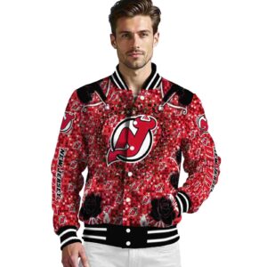 custom new jersey devils heart explosion red jacket high quality