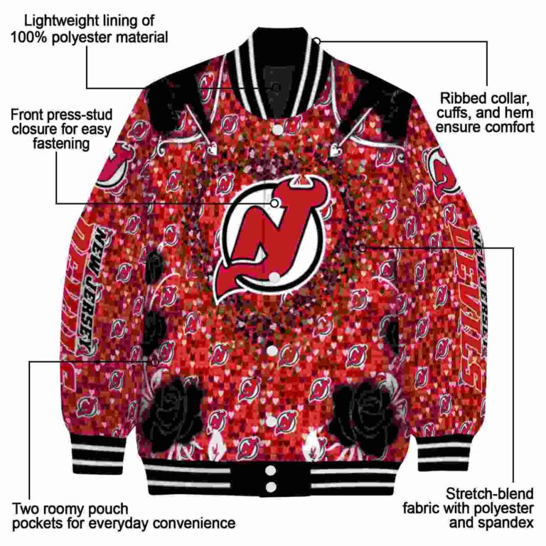 custom new jersey devils heart explosion red jacket new arrival