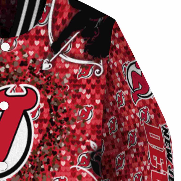 custom new jersey devils heart explosion red jacket premium grade
