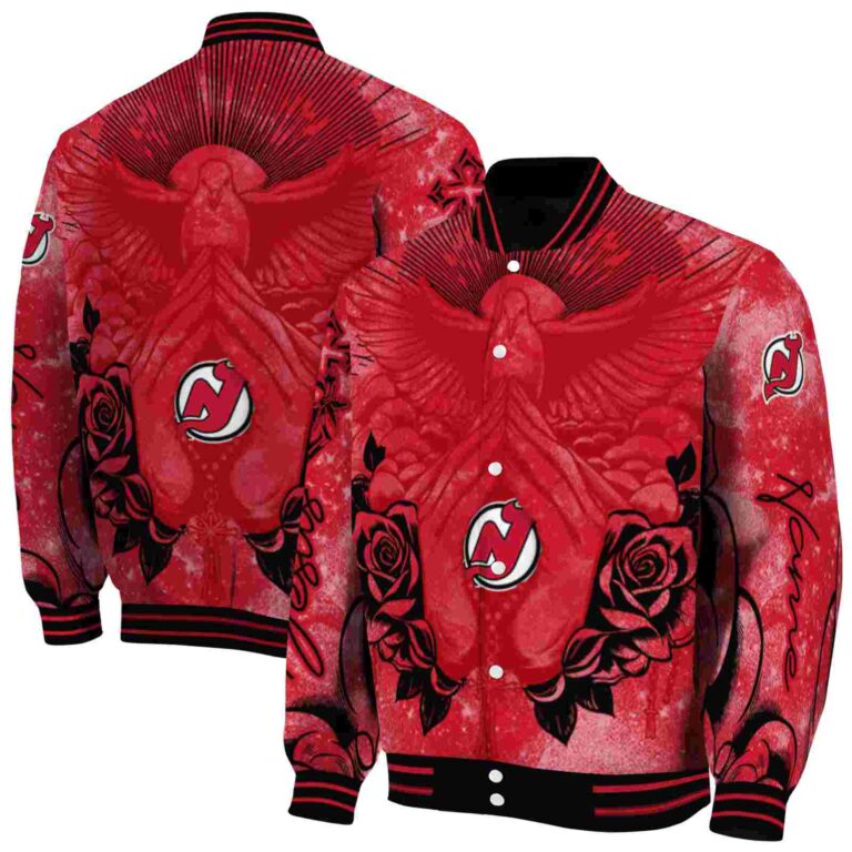 custom new jersey devils praying hands red jacket fashion forward