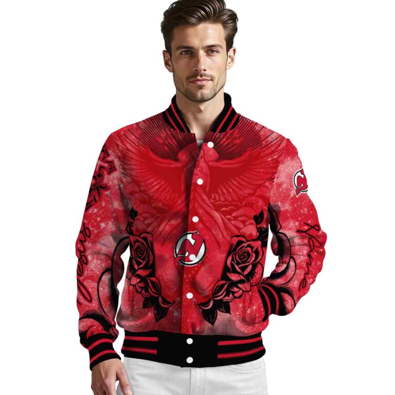 custom new jersey devils praying hands red jacket high quality
