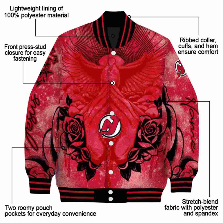 custom new jersey devils praying hands red jacket new arrival