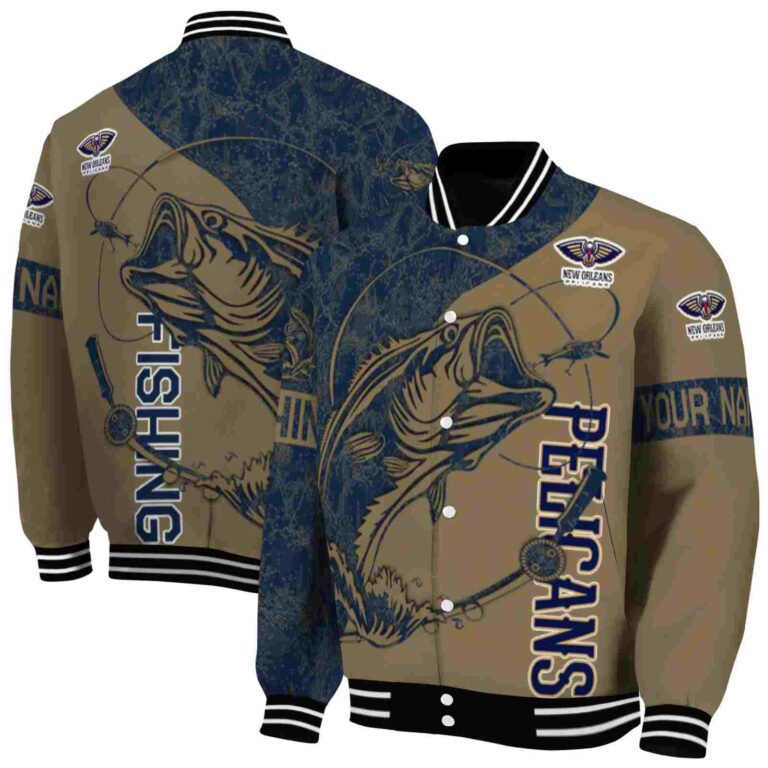 custom new orleans pelicans fishing rod gold jacket fashion forward