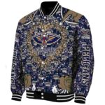 custom new orleans pelicans heart explosion navy jacket best selling