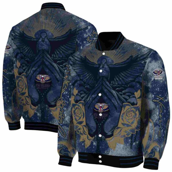 custom new orleans pelicans praying hands navy jacket fashion forward